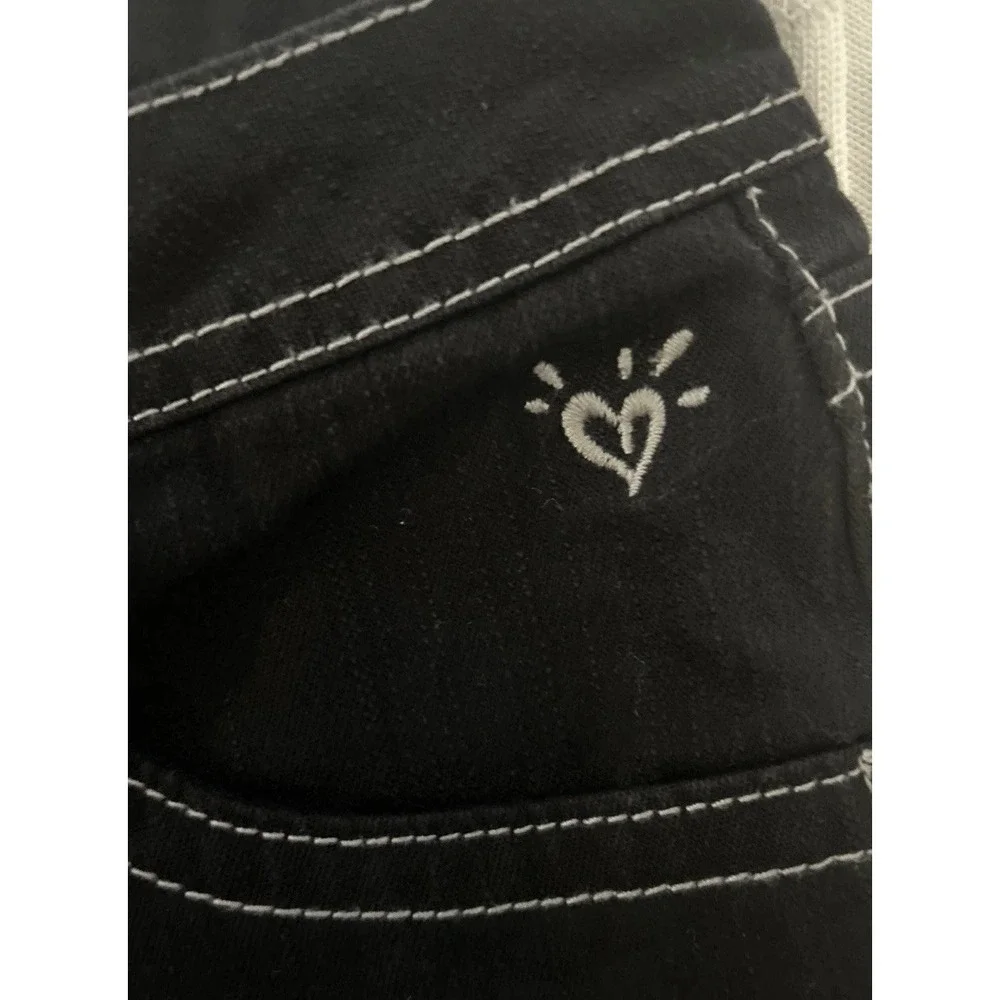 Justice Black Jeans Girls Size 12.5 Simply Low Straight Leg Contrast Stitching